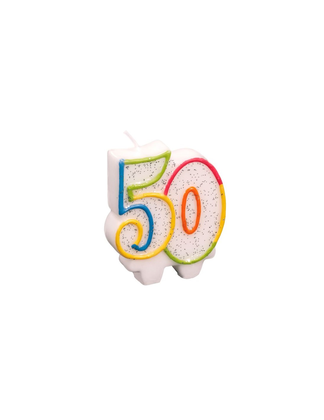 Número De Velas 50 Cumpleaños De Tarta En Fondo Azul Imagen de